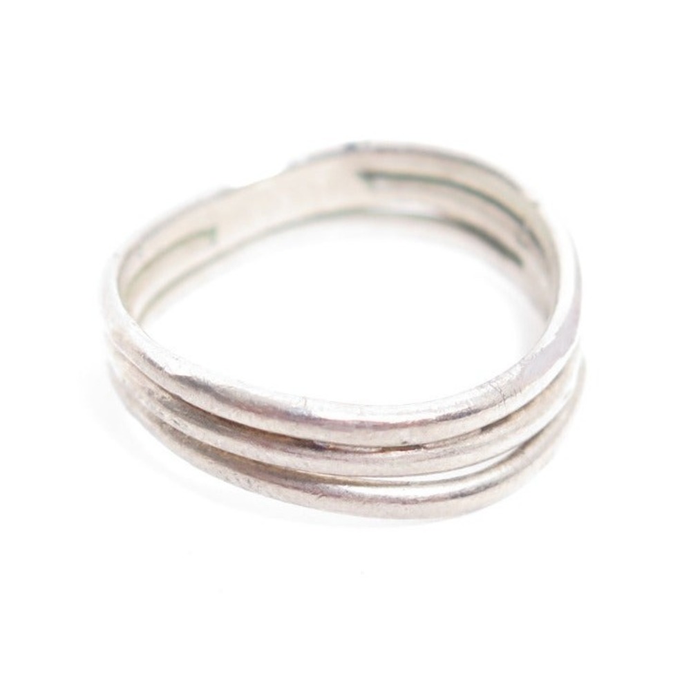 Vintage Silver Toned 3 Band Wavy Ring